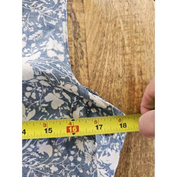 Gap Floral Pleated Fit And Flare Dress Pockets Size 8 Cottagecore Chambray Blue - Picture 9 of 13
